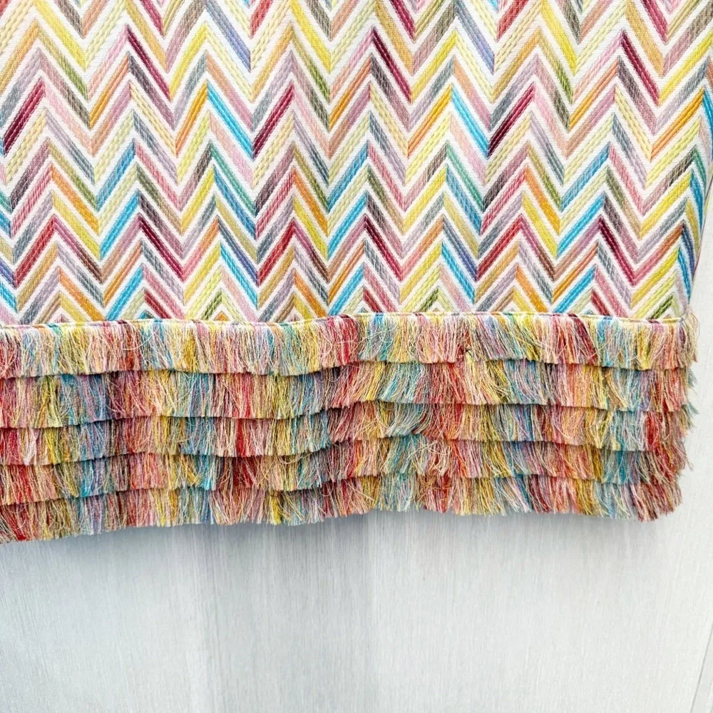 NWT Per Se By Carlisle Multicolored Fringed Chevron Mini Skirt, Size 8 - Picture 4 of 10